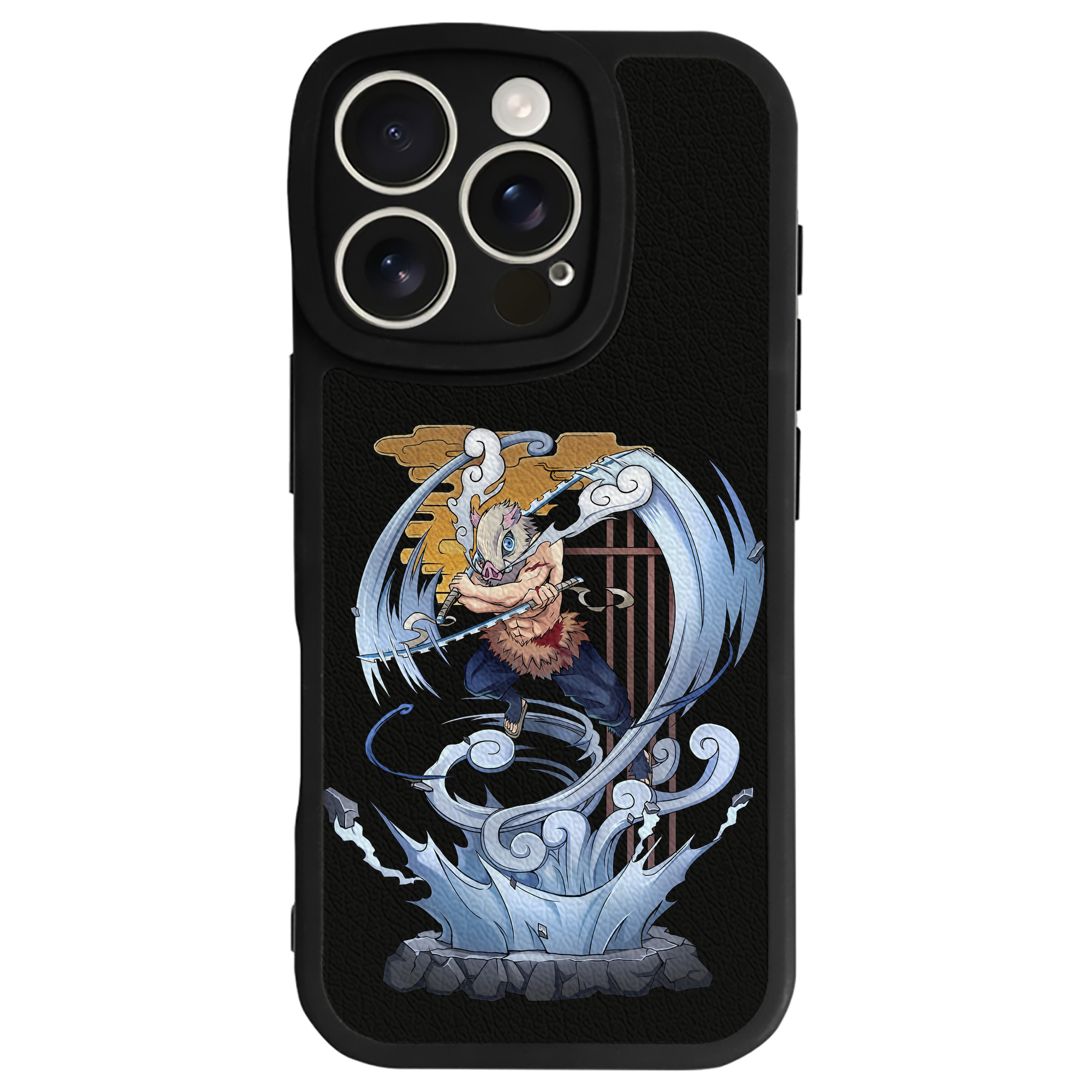 （画像用） 鬼滅の刃（きめつのやいば）嘴平 伊之助／はしびら いのすけ Hashibira Inosuke 【iPhone 16シリーズ対応】シリコンスマホケース（レザー調） 材質：シリコン